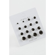 12 Adet Tek Taşlı Küpe