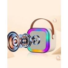 Karaoke Kablosuz Hoparlör Mikrofonlu Rgb Işıklı Bluetooth Speaker Tf Kart/usb Siyah