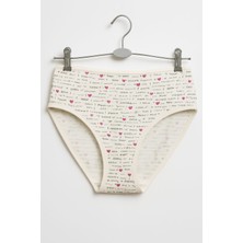 Yazı Desenli Kadın Külot Beyaz