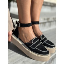 Jaz Kristal Taşlı Özel Tasarım Süet Loafer Siyah