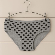 Yaprak Desenli Kadın Külot Gri