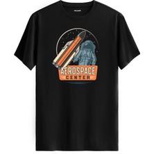 Colermi Astronot ve Roket Baskılı  Siyah Tişört