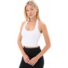 Kadın Beyaz Boyundan Geçmeli Crop