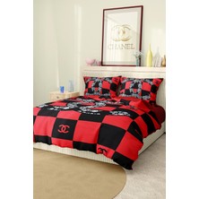Marka Nevresim Takımı Çift Kişilik Pamuklu Saten Kumaş 6 Parça 3D Dijital Baskı Duvet Cover Set Model No:37