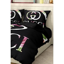 Marka Nevresim Takımı Çift Kişilik Pamuklu Saten Kumaş 6 Parça 3D Dijital Baskı Duvet Cover Set Model No:54