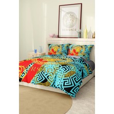 Marka Nevresim Takımı Çift Kişilik Pamuklu Saten Kumaş 6 Parça 3D Dijital Baskı Duvet Cover Set Model NO:105