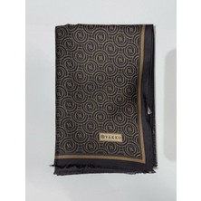 Vakko Tivil Monogram Ipek Şal 41407-KOYU Kahve Camel