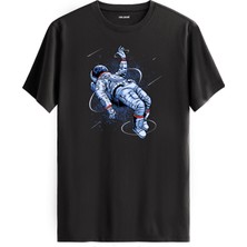 Colermi Süzülen Astronot Baskılı  Antrasit  Pamuk Tişört