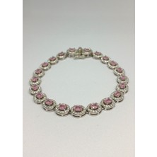 925 Ayar Oval Pembe Taşlı Gümüş Bileklik - Zarif ve Şık Takı Kadın
