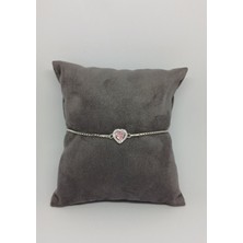 Pembe Kalp Taşlı 925 Ayar Gümüş Bileklik – Şık ve Romantik Takı, Hediye Için Mükemmel Seçim