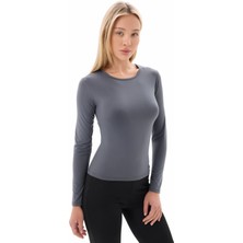 Kadın Füme Bisiklet Yaka Uzun Kollu Viskon Basic Body