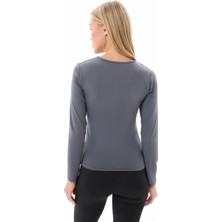 Kadın Füme Bisiklet Yaka Uzun Kollu Viskon Basic Body