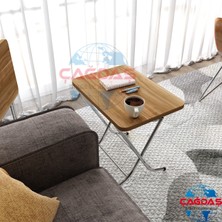Avenza Katlanabilir Zigon 4'lü Sehpa Takım Paslanmaz Gri Metal Ayaklı 35X45