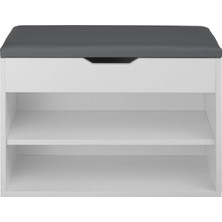 Modern Tasarımlı Çok Amaçlı Ayakkabılık & Oturma Puflu Ayakkabılık – 50 x 42 x 30  cm