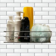Kendiliğinden Yapışkanlı Krom Paslanmaz Oyuncakl Şampuanlık Banyo Düzenleyici Raf