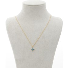 Brisinga Gold Açık Mavi Çiçek Gümüş Kolye