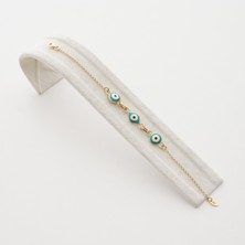 Brisinga Mavi Mineli Nazar Boncuğu Gümüş Bileklik