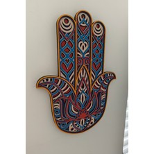 Dark Flamingo El Yapımı Ahşap Üç Boyutlu Hamsa Fatma Ana Bereket Eli Duvar Süsü