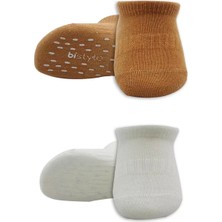 2'li Sneakers Kaymaz Colours Penye Çorap BS20104 Ekru Hardal