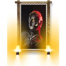 Miyrem Rustik,ledli Kanvas Tablo  Zenci Kadın O