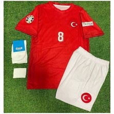 Türkiye Euro 2024 Arda Güler 8 Numara Çocuk 3'lü Set Hediyeli Kırmızı Milli Takım Forması (Kırmızı)