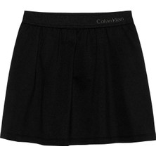 Calvin Klein Lastikli Bel Regular Fit Siyah Düz Mini Kız Çocuk Etek IG0IG02895BEH