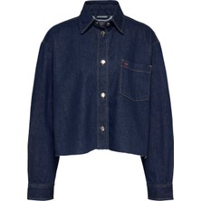 Tommy Jeans Normal Gömlek Yaka Indigo Kadın Denim Gömlek DW0DW205671BK