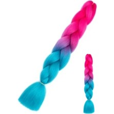 X-Pression Afrika Örgüsü Ombreli Sentetik Saç 100 gr Neon Pembe - Açık Mavi Yeşil Tonu #B41