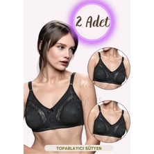 Büyük Beden Dantelli Penye Toparlayıcı Sütyen 2 Adet (Klasik Anne Sütyeni)