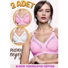 Büyük Beden Dantelli Penye Toparlayıcı Sütyen 2 Li  (Klasik Anne Sütyeni)
