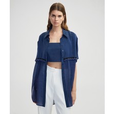 Transparan Mix Işlemeli Gömlek Ceket IS1250005081015