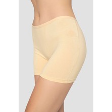 3'lü Paket Kadın Ten Boxer Şort Pamuklu Likralı