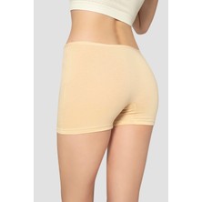 3'lü Paket Kadın Ten Boxer Şort Pamuklu Likralı