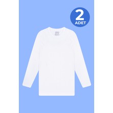 Arma Yıldız 2'li Erkek Çocuk Beyaz Uzun Kollu Fanila Tişört Badi %100 Pamuklu
