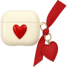 MobaxAksesuar Apple Airpods 1. / 2. Nesil ile uyumlu Kılıf Kalp Leopar Taş Kiraz Desenli Fiyok Tutmalı Kılıflar