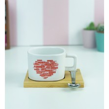 Giftmoda I Love You Tasarımlı Ahşap Standlı Kupa