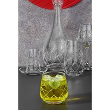 30 Parça 6 Kişilik Kare El Dekor Kristal Kesme Cam Su Takımı