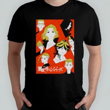 Pixxa Tokyo Revengers Anime Manga Unisex %100 Pamuklu Bisiklet Yaka T-Shirt Model 5