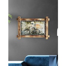 Miyrem Rustik,ledli Kanvas Tablo  Bisikletli Çocuk Modern