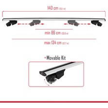 Mg Hs (AS23) 2018-2024 Arası ile Uyumlu Hook Model Ara Atkı Tavan Barı Gri 2 Adet