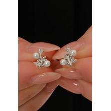 Gümüş Rodyumlu Incili Sarmaşık Küpe SGTL12842RODAJ