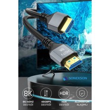 Sonex Ultra Yüksek Hızlı 8k HDMI 2.1 Kablo 2 Metre