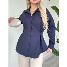 Yanları Düğme Detaylı Poplin Gömlek