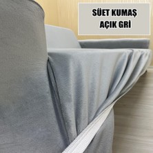 Süet Detaylı Angora Kumaş Üçlü & Çekyat Koltuk Kılıfı