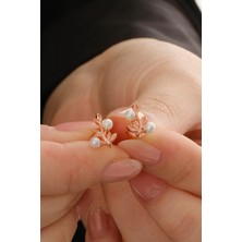 Gümüş Rose Incili Sarmaşık Küpe SGTL12842ROSE