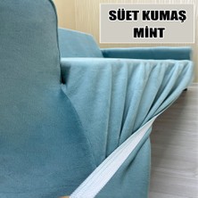 Süet Detaylı Angora Kumaş Üçlü & Çekyat Koltuk Kılıfı