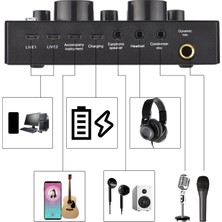 Zuomee V8 Dış Canlı Ses Kartı Mikrofon Seti 12 Eğlenceli Ses Efekti Bt Bağlantısı (Yurt Dışından)
