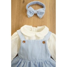 Kız Bebek ve Çocuk Fiyonklu Bandanalı Müslin Elbise