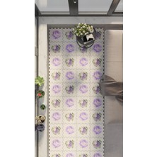Dijital Baskılı Gül Desenli Balkon Halısı Yolluk Yapboz  Puzzle Japon Halı