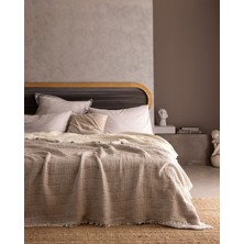 Carolines Tek Kişilik Pamuklu Yatak Örtüsü - Taş